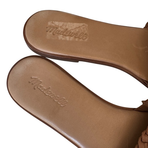 Madewell The Lianne Slide in Woven Leather, English Saddle, Size 10 - Picture 4 of 6